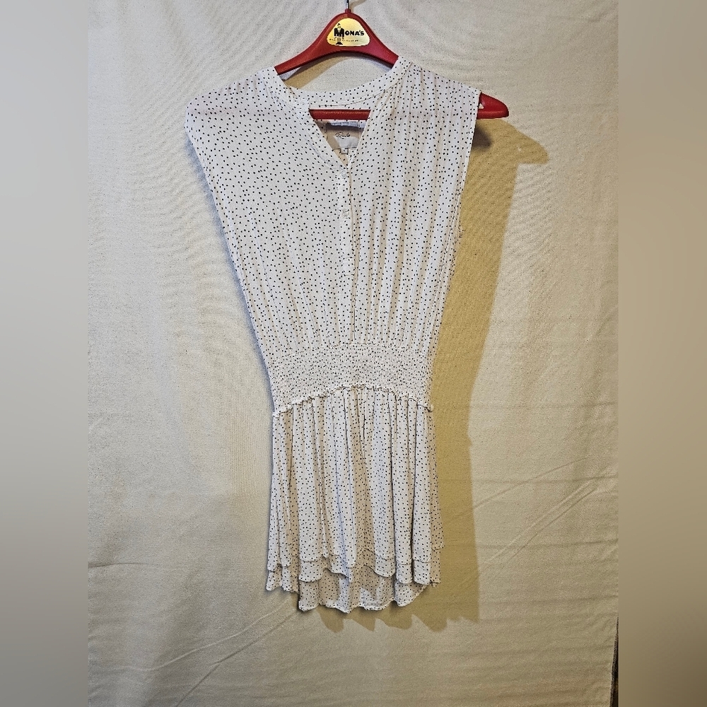 White Polka Dot Sleeveless Dress